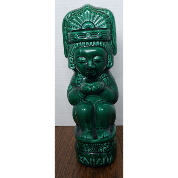 Kahlua Decanter Ceramic Bottle Green Hand Made in Mexico Vintage (Empty) - Picture 1 of 10